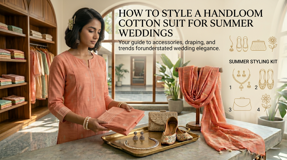 How to Style a Handloom Cotton Suit for Summer Weddings 