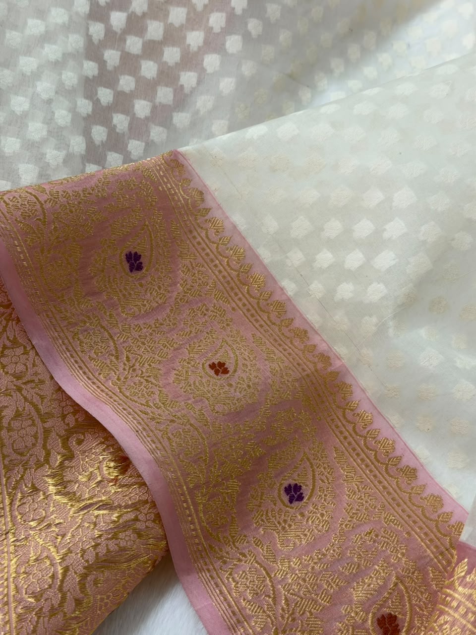 Kora silk Resham weave saree 