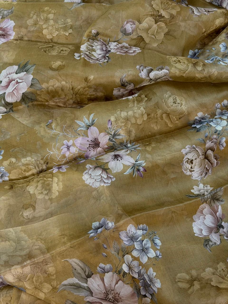 Kora silk printed fabric 