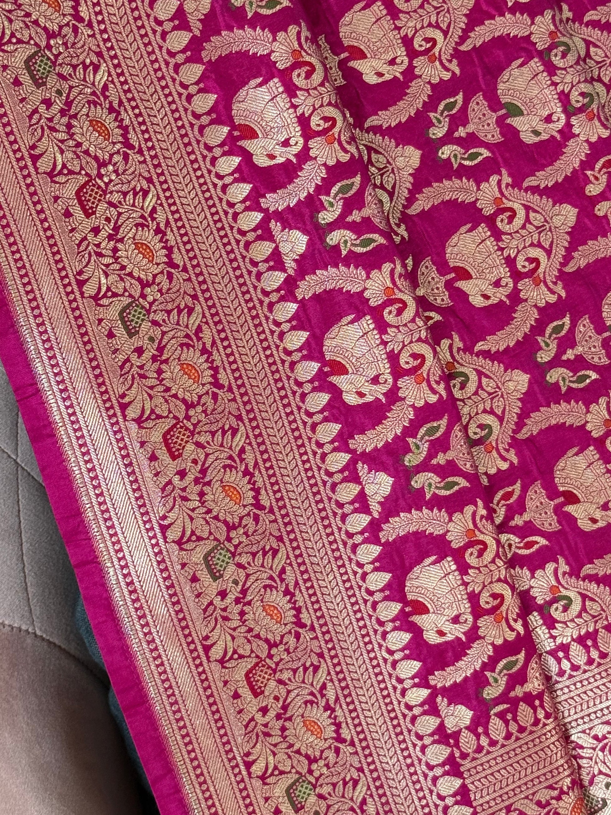 Katan Silk Shikargha Dupatta With Menakari 