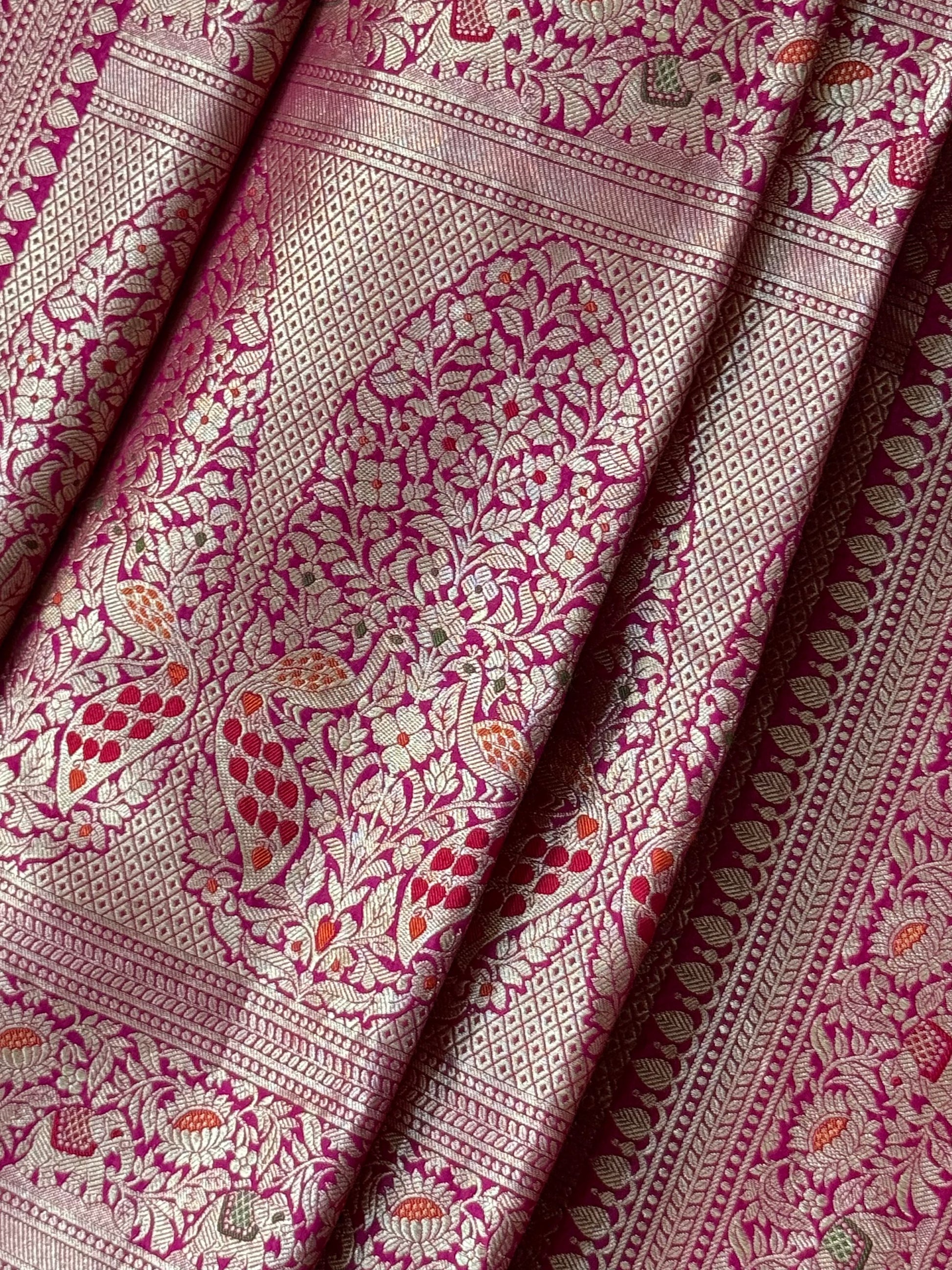 Katan Silk Shikargha Dupatta With Menakari 