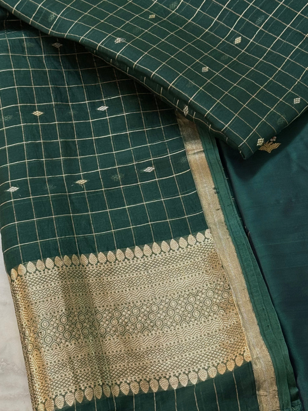 Katan Silk Suit With Kora Silk Dupatta 