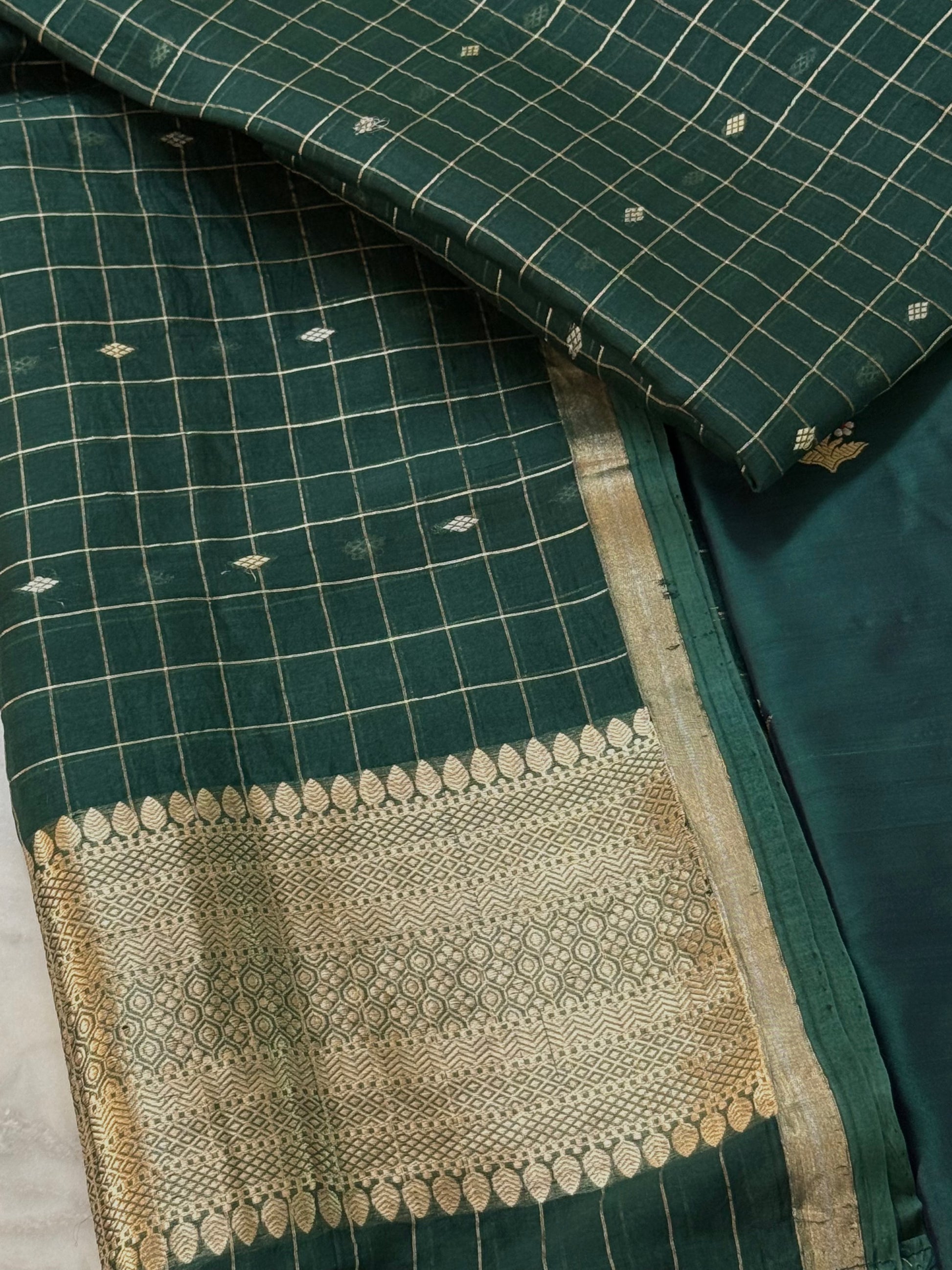 Katan Silk Suit With Kora Silk Dupatta 