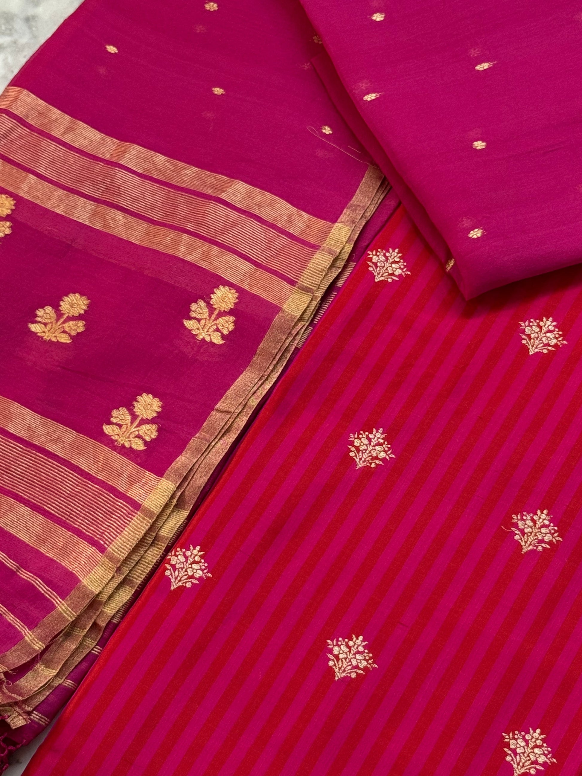 Katan Silk Suit With Kora Silk Dupatta 