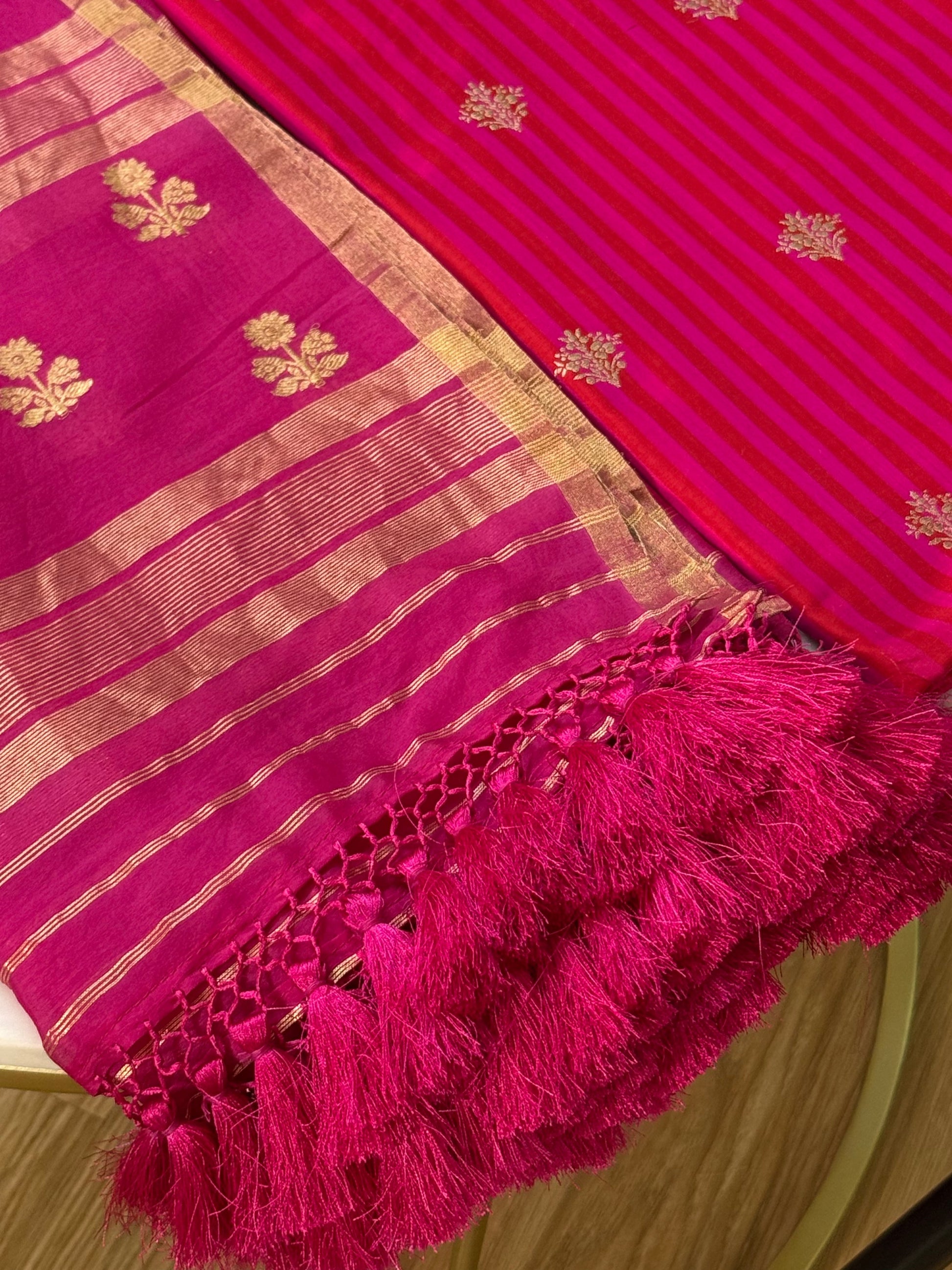 Katan Silk Suit With Kora Silk Dupatta 