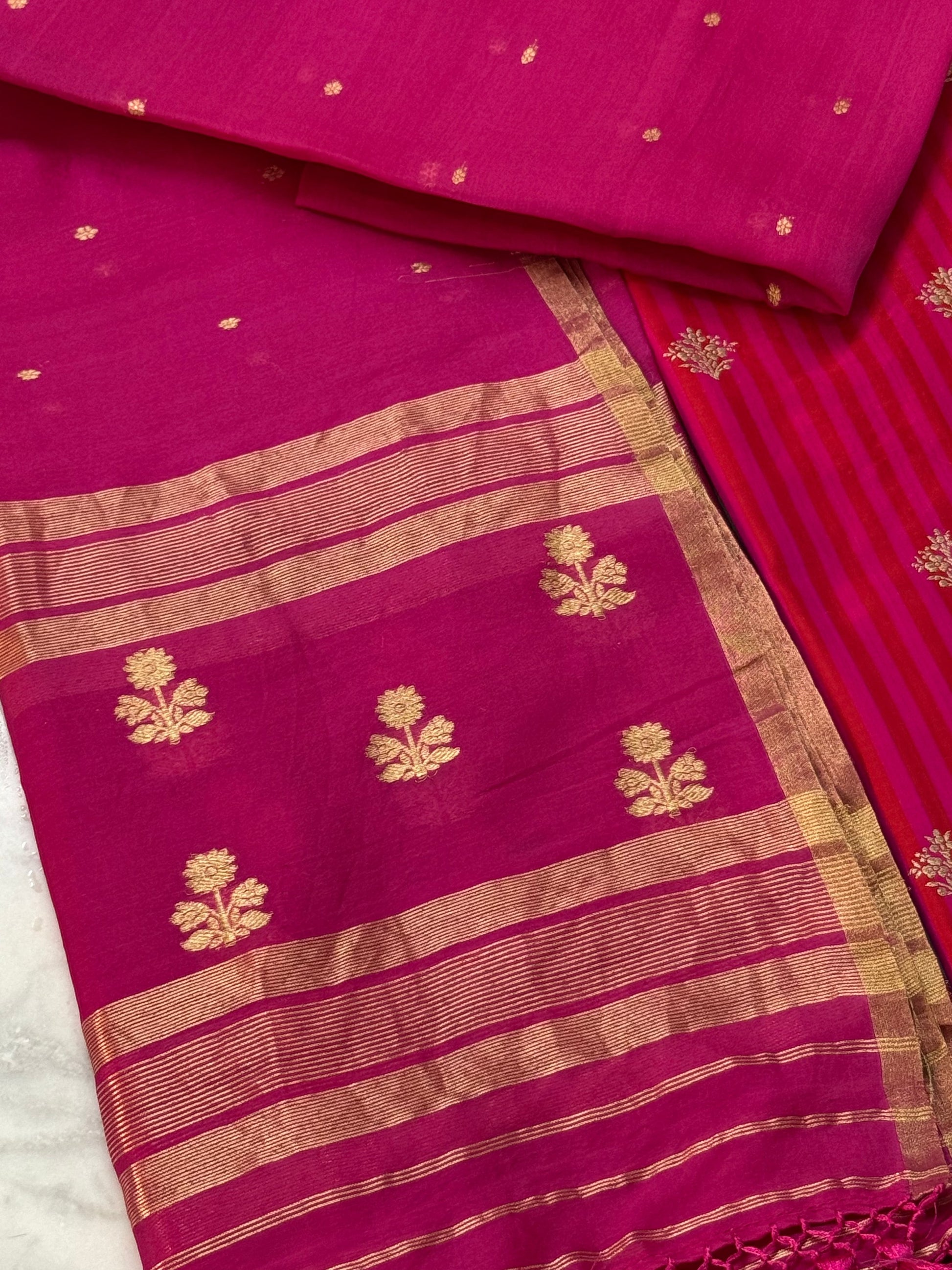 Katan Silk Suit With Kora Silk Dupatta 