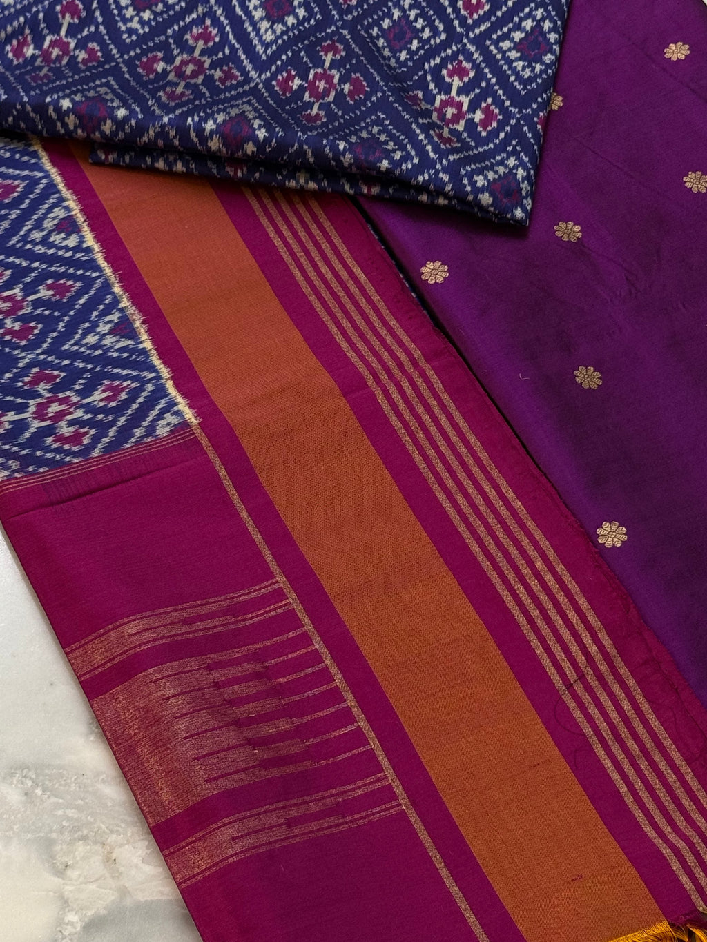 Katan Silk Suit With Ikat Silk Dupatta 