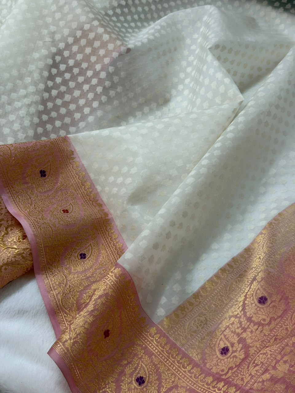 Kora silk Resham weave saree 