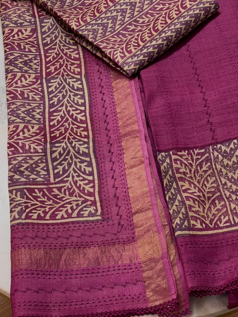 Tussar silk suit set 