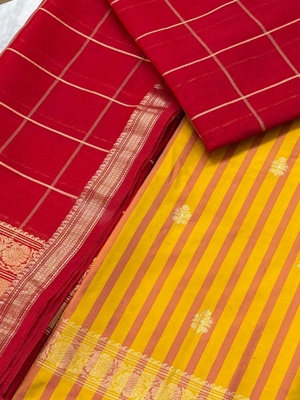 Katan silk suit with kora silk dupatta 