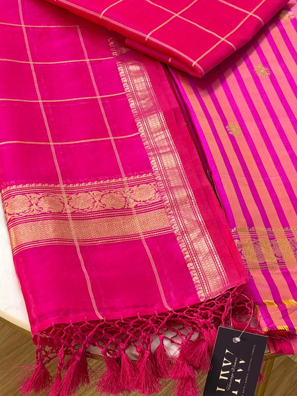 Katan silk suit with kora silk dupatta 